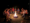 Eine Gruppe von Menschen sitzt nachts im Kreis um ein Lagerfeuer. Sie halten Stöcke über die Flammen, um Marshmallows zu rösten. Ein Hund liegt entspannt im Vordergrund.